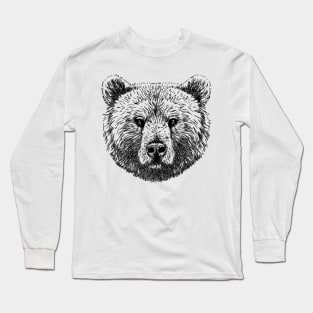 Grizzly Bear Head Calm And Cute Bear Long Sleeve T-Shirt